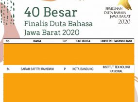 Sarah Safitri Ramdiani, Finalis Duta Bahasa Jawa Barat, Dari Itenas Bandung